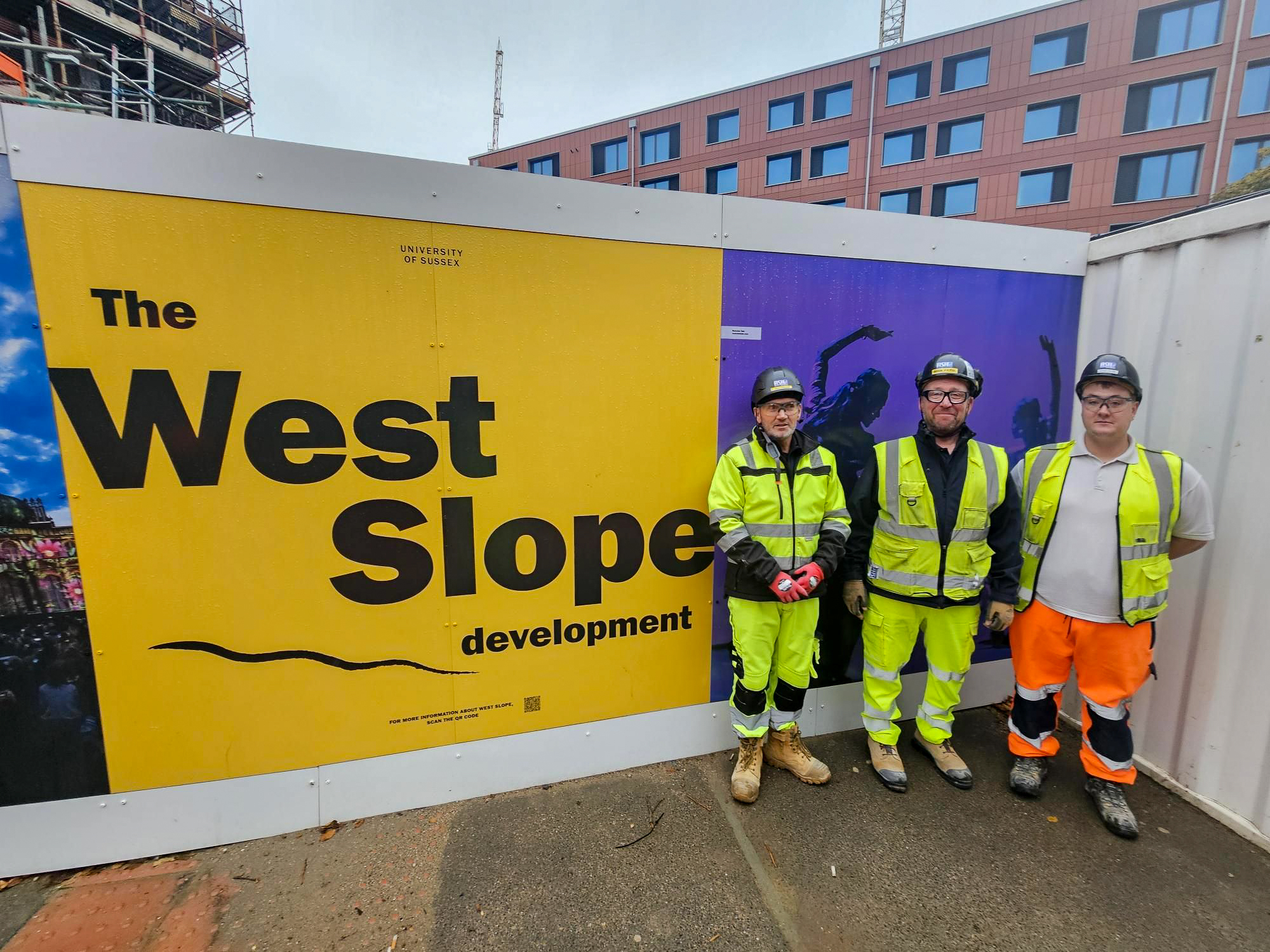 ASH Drywall team working on the West Slope project at the University of Sussex